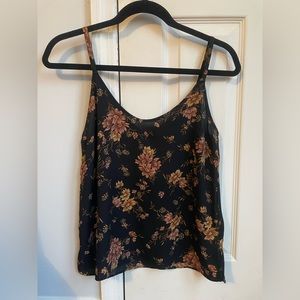Black and gold tone floral spaghetti strap tank top